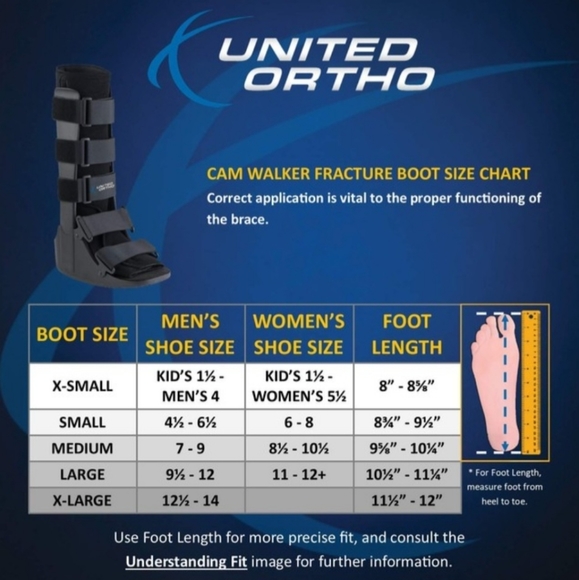 NWT UNITED ORTHO- USA 14007 CAM WALKER FRACTURE BOOT EXTRA SMALL BLACK 15 INCHES - Picture 11 of 14